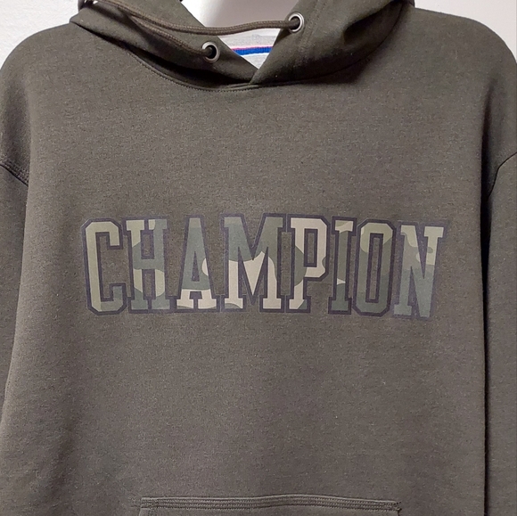 NWT CHAMPION Powerblend Fleece Hoodie Block Camo Logo - Picture 3 of 8